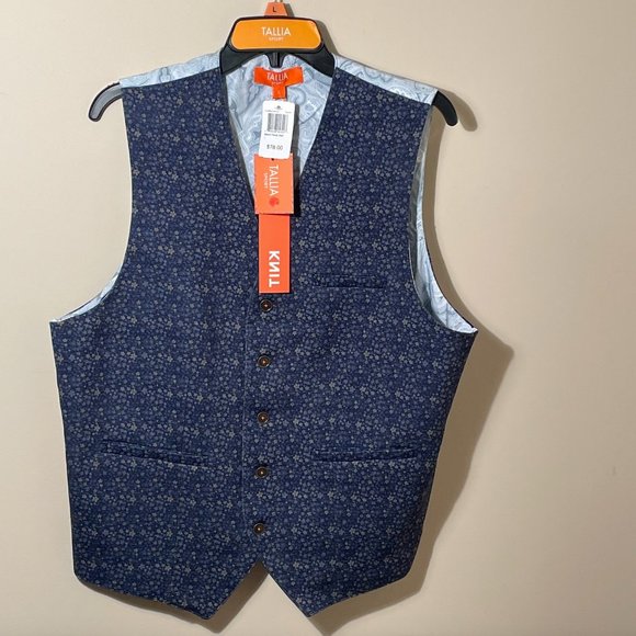 Mens' Vest- Tallia Sport Navy Slim Fit Suit Vest - NWT - Picture 4 of 14